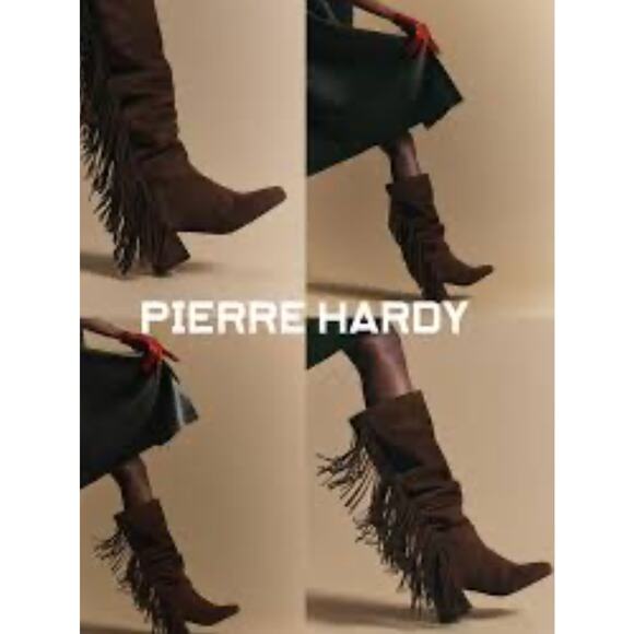 Pierre Hardy Texas Thigh High Fringe Boots in Chocolate Suede 38.5 - Picture 1 of 2